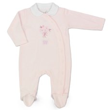 M15970: Baby Girls Embroidered Velour All In One (0-9 Months)